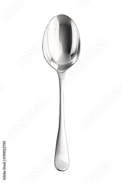 Fototapeta Realistic metal spoon isolated on transparent background. Silver spoon