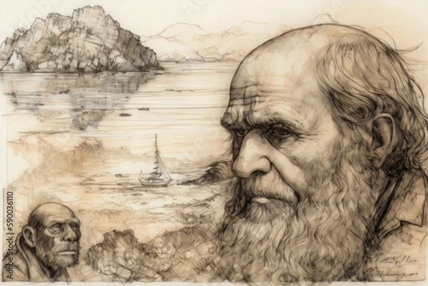 Fototapeta Charles Darwin. Concept of science and evolution. Generative AI