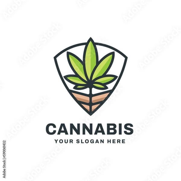 Fototapeta Cannabis Guard Logo Vector Icon Illustration