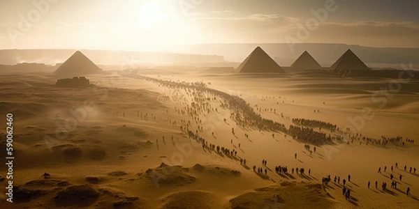 Obraz The Exodus from Egypt, wide. Generative AI