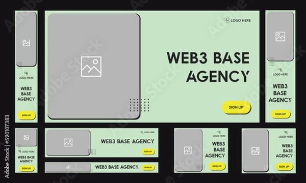 Obraz Web agency set of banner template design for social media posts, editable web bundle vector eps 10 file format banner 