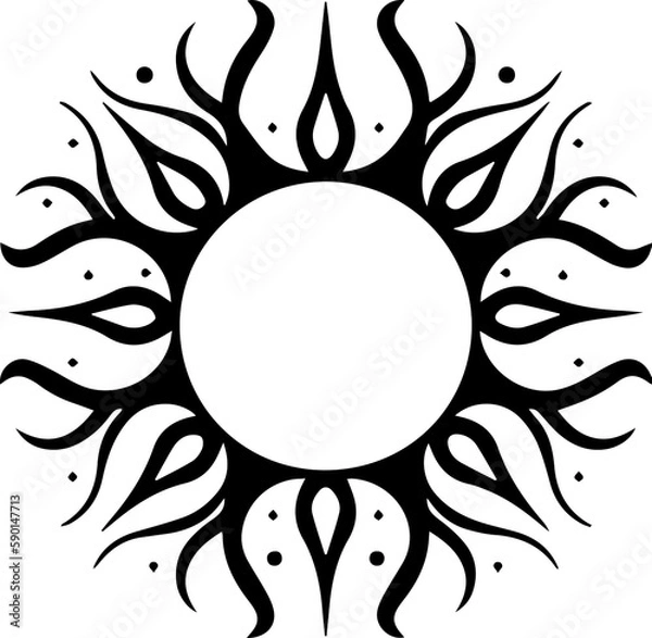 Fototapeta Sun Embrace: Modern Minimalist Logo, Elegant Solar Design, Perfect for Tattoo Template, Clean Lines, Contemporary Symbol