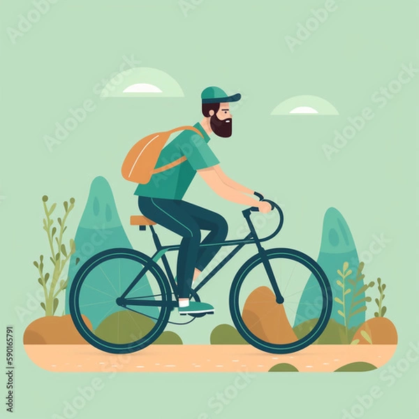 Fototapeta Illustration of a Person Cycling
Generative AI