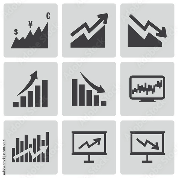 Fototapeta Vector black economic icons set