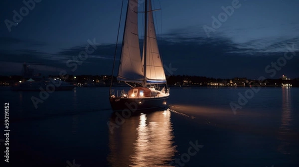 Obraz Sailboat at night