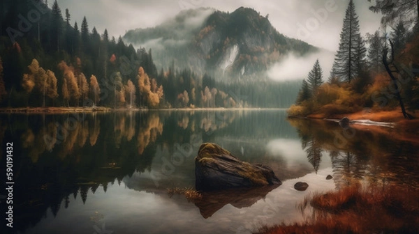 Obraz Morning in the mountains. Created using generative AI.