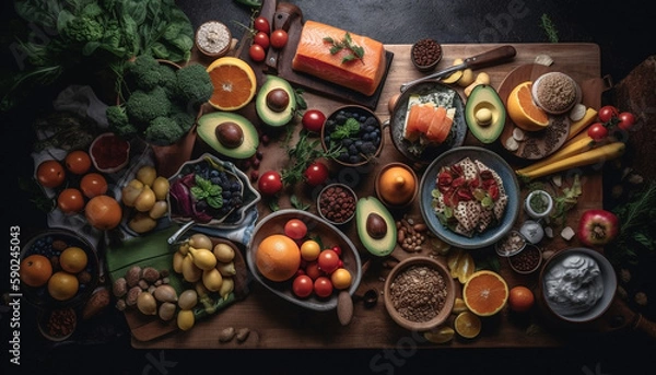 Fototapeta Healthy Eating Flat Lay Generative AI