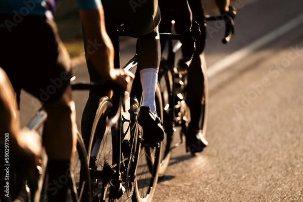 Obraz Cycling group training in the morning