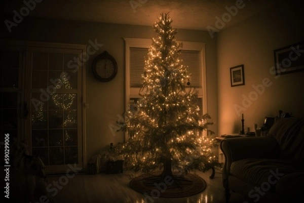 Fototapeta christmas tree in the room. Generative AI