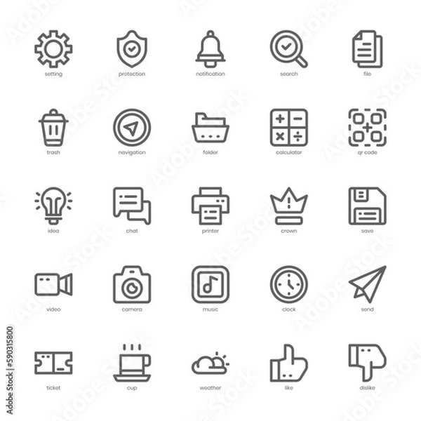 Fototapeta Mobile App icon pack for your website design, logo, app, and user interface. Mobile App icon outline design. Vector graphics illustration and editable stroke.