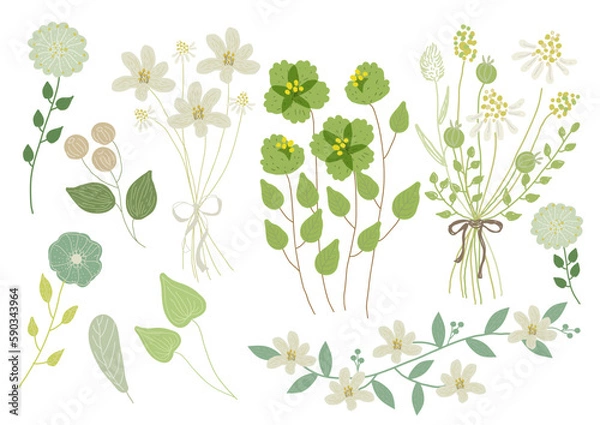 Obraz アースカラーのグリーン イラスト 素材