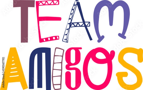 Fototapeta Team Amigos Typography Illustration for Presentation , Brochure, Packaging, Sticker 