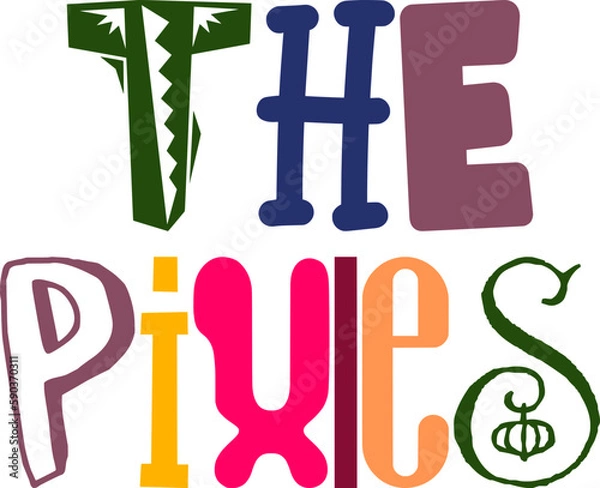 Fototapeta The Pixies Calligraphy Illustration for Banner, Bookmark , Presentation , Gift Card