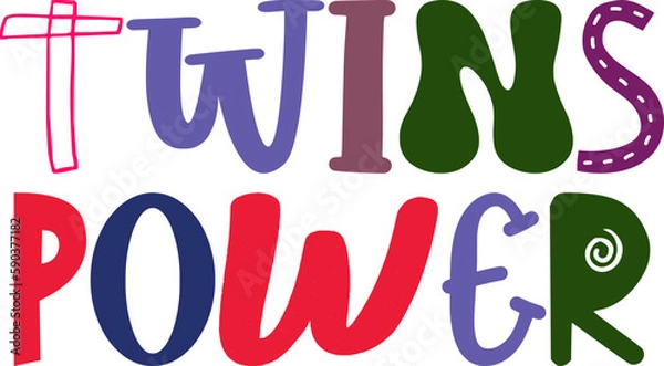 Fototapeta Twins Power Hand Lettering Illustration for Stationery, Motion Graphics, Bookmark , Poster