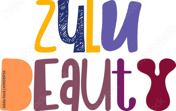 Fototapeta Zulu Beauty Typography Illustration for Mug Design, Packaging, Motion Graphics, Sticker 