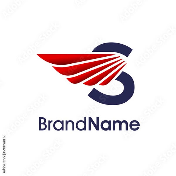 Fototapeta Initial S Modern Wing Logo