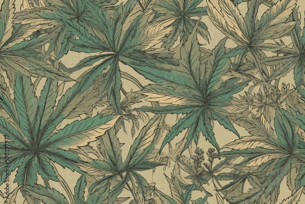 Obraz seamless pattern with cannabis leaves