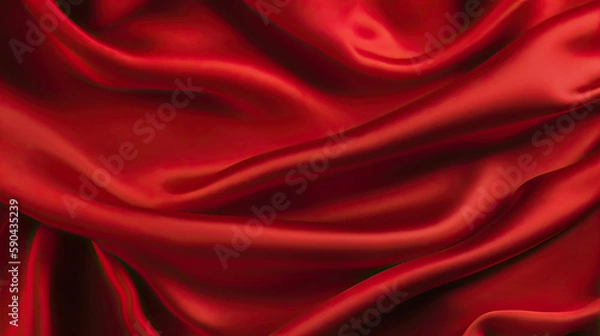Obraz Red Luxurious Silk Satin: Opulent, Glossy, and Elegant Background Designs. Generative AI Illustration.