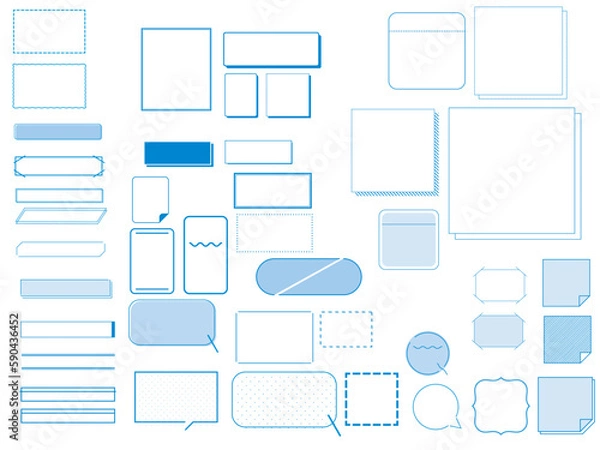 Obraz シンプルな青の見出し枠セット