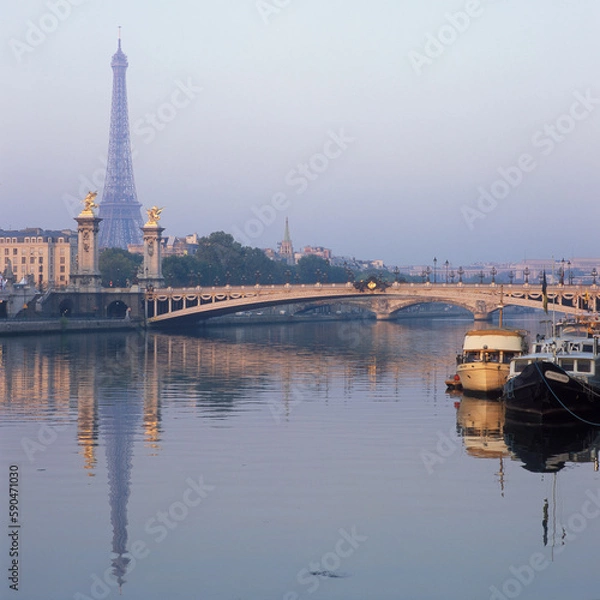 Obraz Frankreich, Paris, Pont Alexandre III, Eiffelturm, 