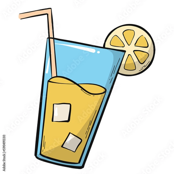 Obraz Hand drawn PNG lemonade, cocktail, summer doodle, cartoon element. Good for stickers, prints, planners, cards, sublimation, etc. 