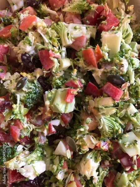 Fototapeta Broccoli salad with pepper