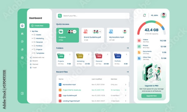 Obraz File Manager UI Dashboard Design