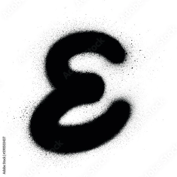 Obraz graffiti sprayed E font in black over white