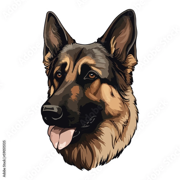 Fototapeta Shepherd Dog Flat Icon Isolated On White Background