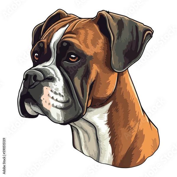 Obraz Boxer Dog Flat Icon Isolated On White Background
