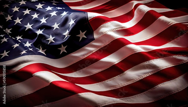 Obraz Close up american flag background. Generative AI. 