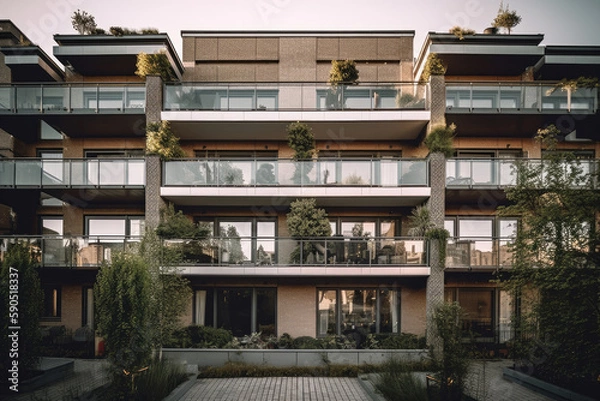 Obraz facade of a building created with Generative AI technology