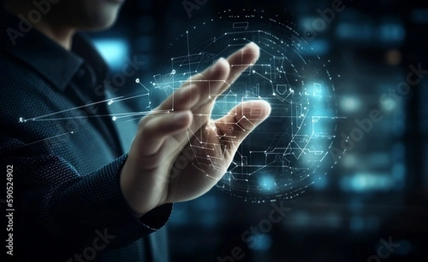 Obraz hand pushing a button on a touch screen interface