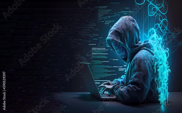 Obraz Network hacker. Banner. Generative AI