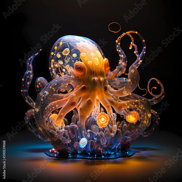 Fototapeta Transparent Jellyfish on dark background