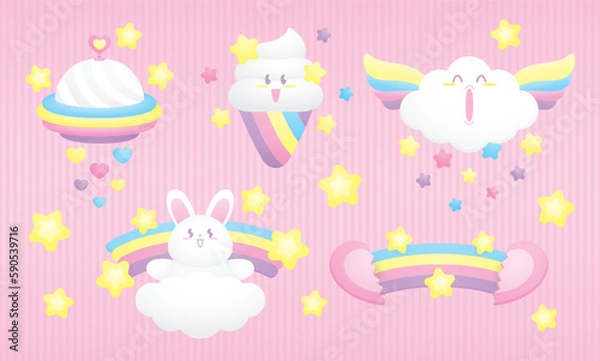 Obraz cute kawaii sweet pastel graphic element vector collection