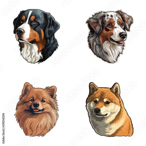 Fototapeta Dogs2 Flat Icon Set Isolated On White Background
