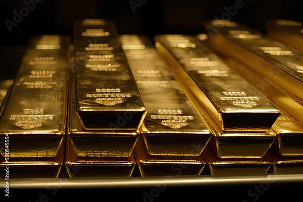 Obraz stacked gold bars created with Generative AI technology