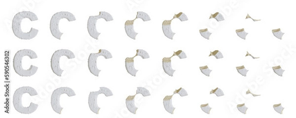 Fototapeta Milk cream with Almonds and Vanilla Ice Cream Bars C-shaped, 3D rendering