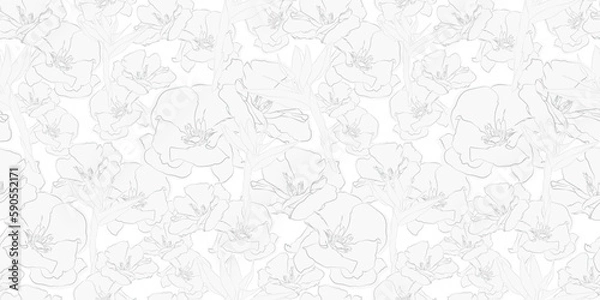 Obraz floral pattern vector. White flowers on white background