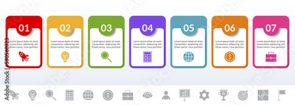 Fototapeta Infographics design template and icons with 7 options or 7 steps