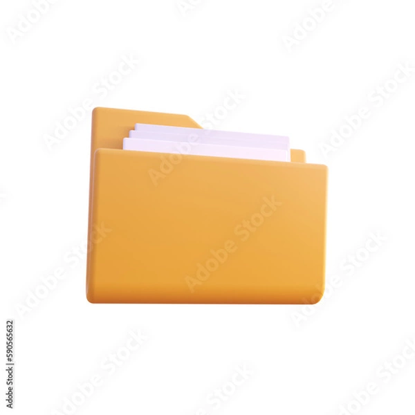 Obraz Yellow folder icon 3d render isolated perspective view PNG transparent