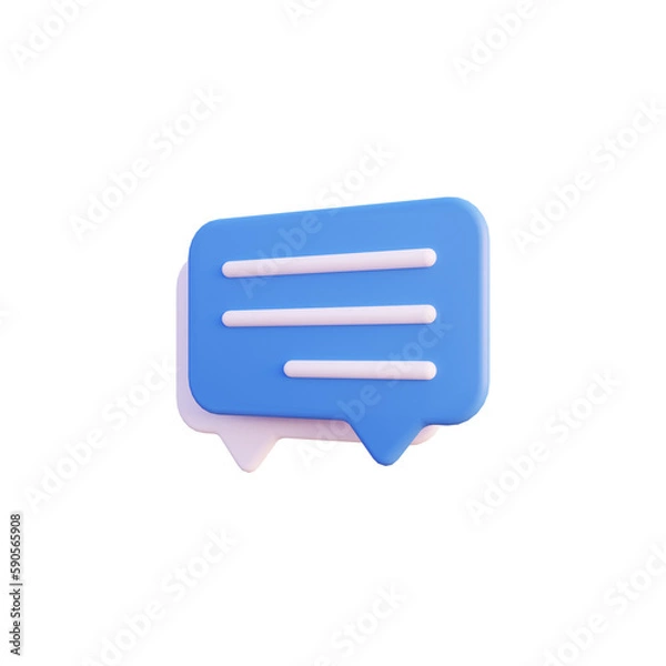 Fototapeta bubble chat icon illustration 3d render isolated side view PNG transparent