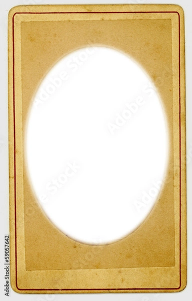 Fototapeta ancient ornamental photo paper card oval frame isolated on white