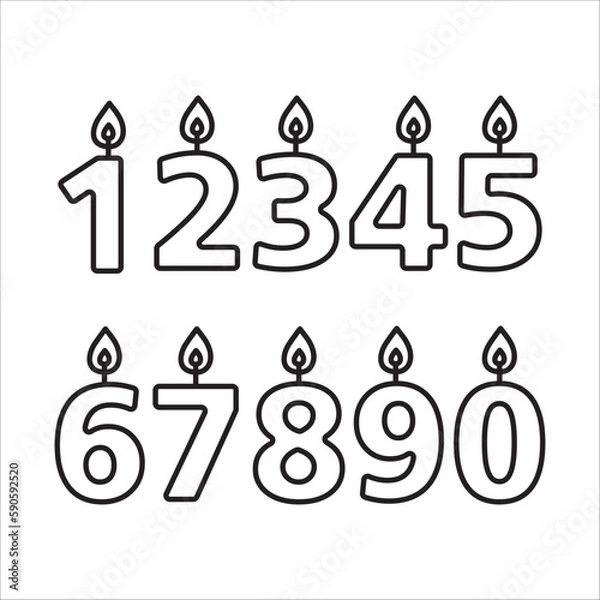 Fototapeta Candle vector icon. Number candle flat sign design. Candle with flame symbol pictogram. UX UI icon