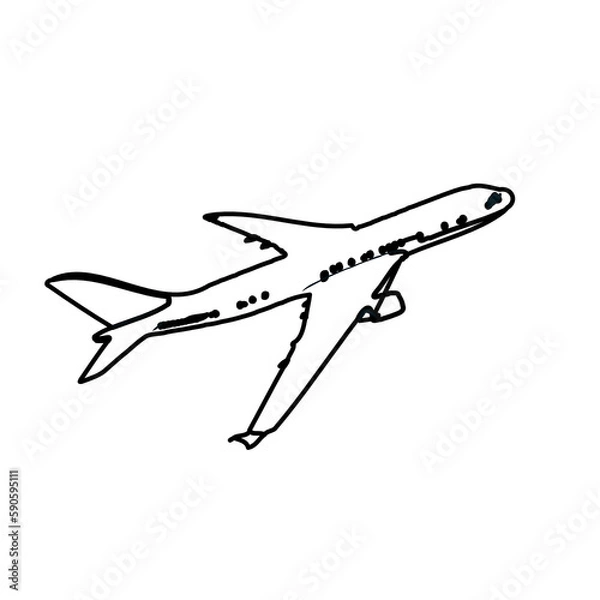 Obraz airplane black and white sketch with transparent background