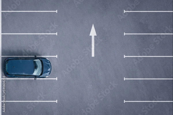 Fototapeta samochód parkujący widziany z drona - car parking by drone, from drone