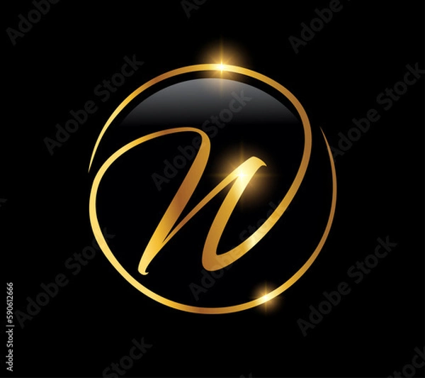Obraz W Monogram Logo Vector Icon