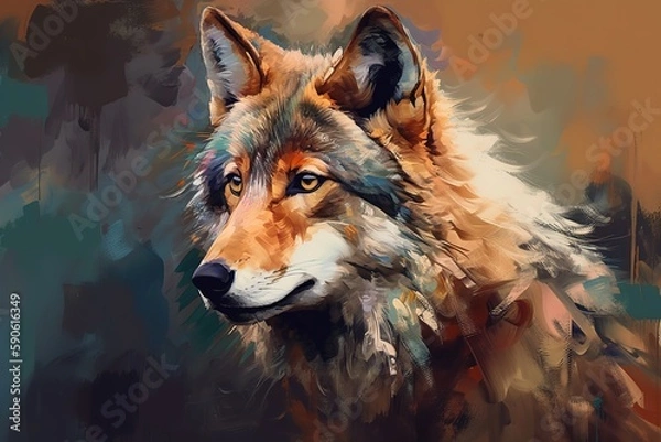 Fototapeta Abstract wolf painting, earthy colors, pastel painting style, Generative AI