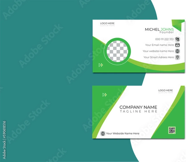 Fototapeta Modern and simple business card design with Picture  and mixed color.